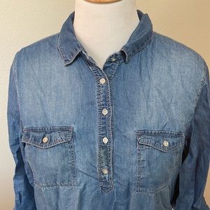Large Gloria Vanderbilt Denim Button Down Dress with Chest Pockets